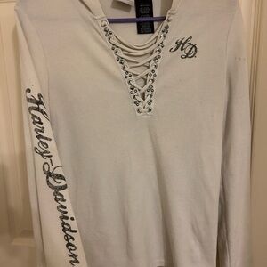 Harley-Davidson Women's beige Lace-Up hoodie